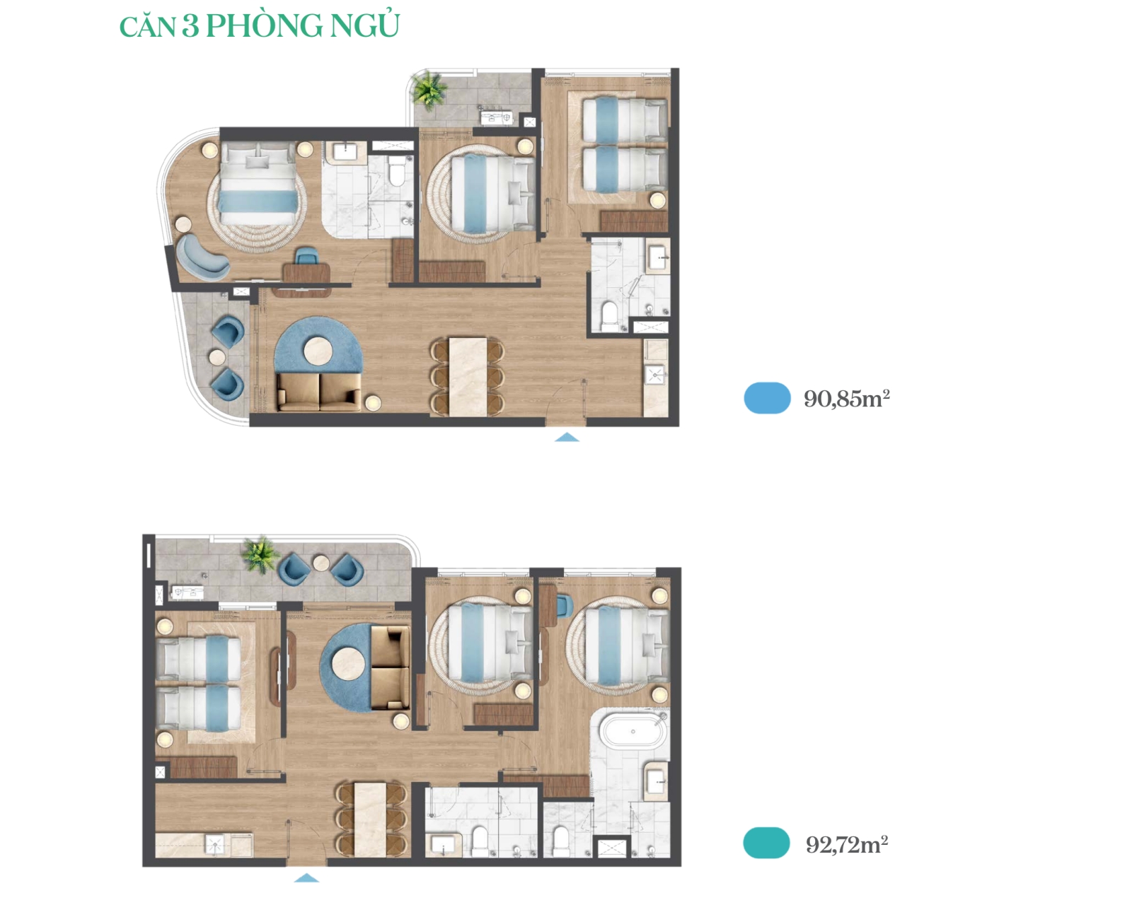 THIẾT KẾ CĂN HỘ 3 PHÒNG NGỦ FIVESEASONS HOMES - VŨNG TÀU CENTRAL BEACH