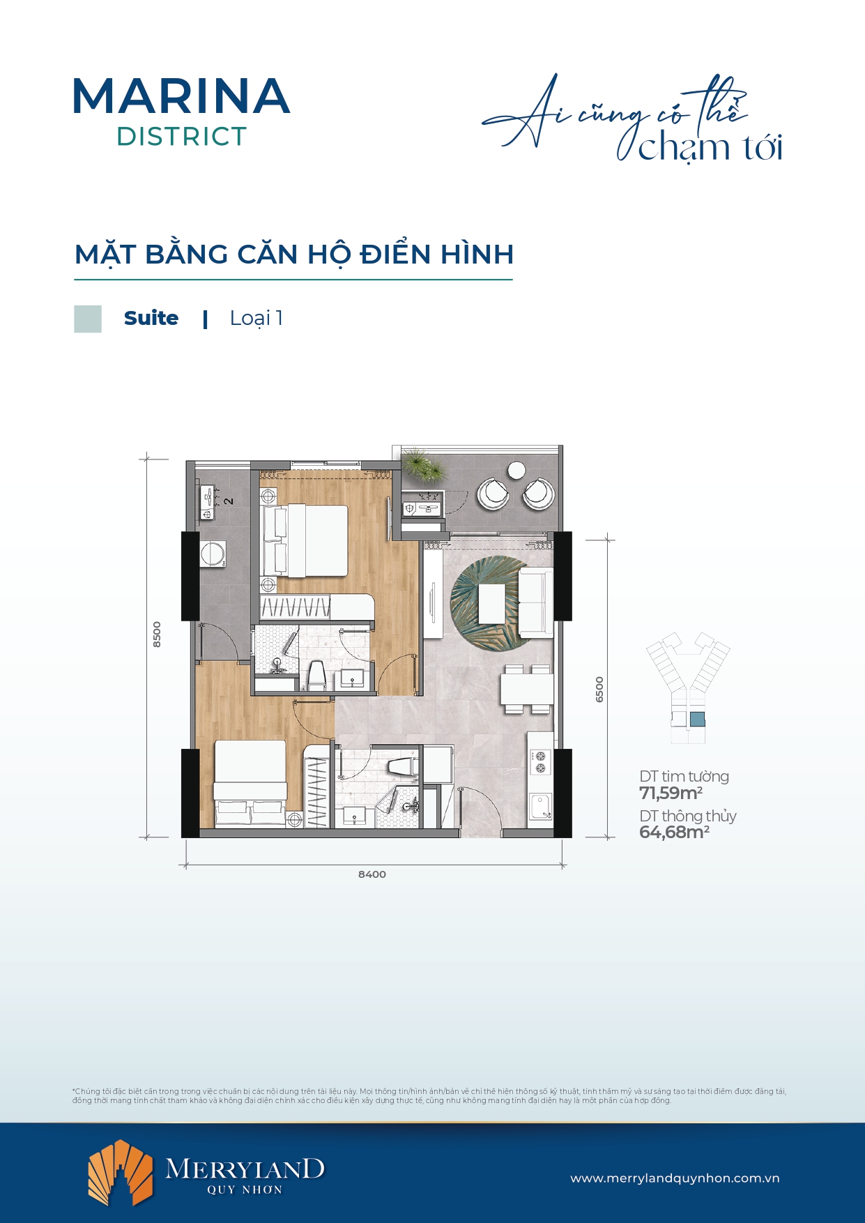 Mặt bằng căn hộ MerryHome Quy Nhơn - Marina District