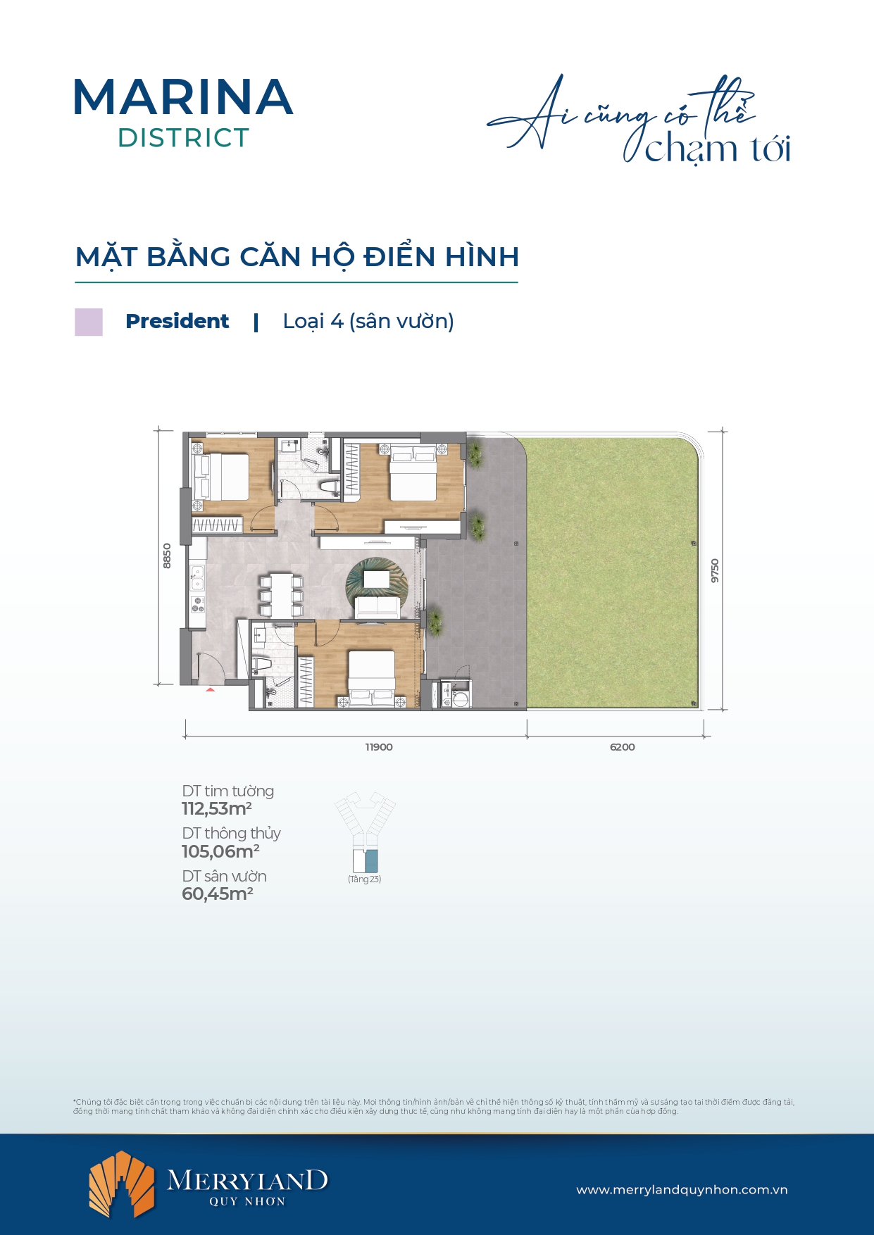 Mặt bằng căn hộ MerryHome Quy Nhơn - Marina District