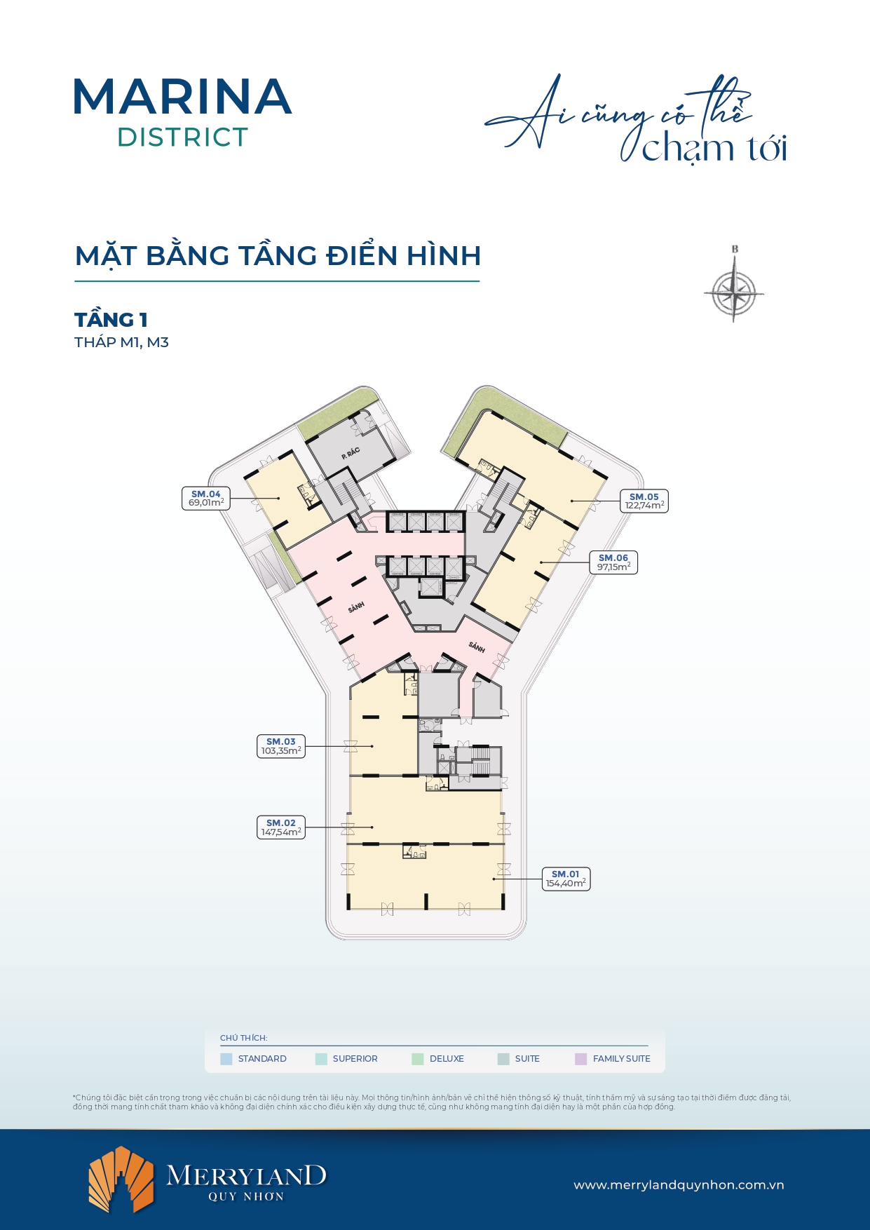 Mặt bằng tầng 1 Căn hộ MerryHome Quy Nhơn - Marina District