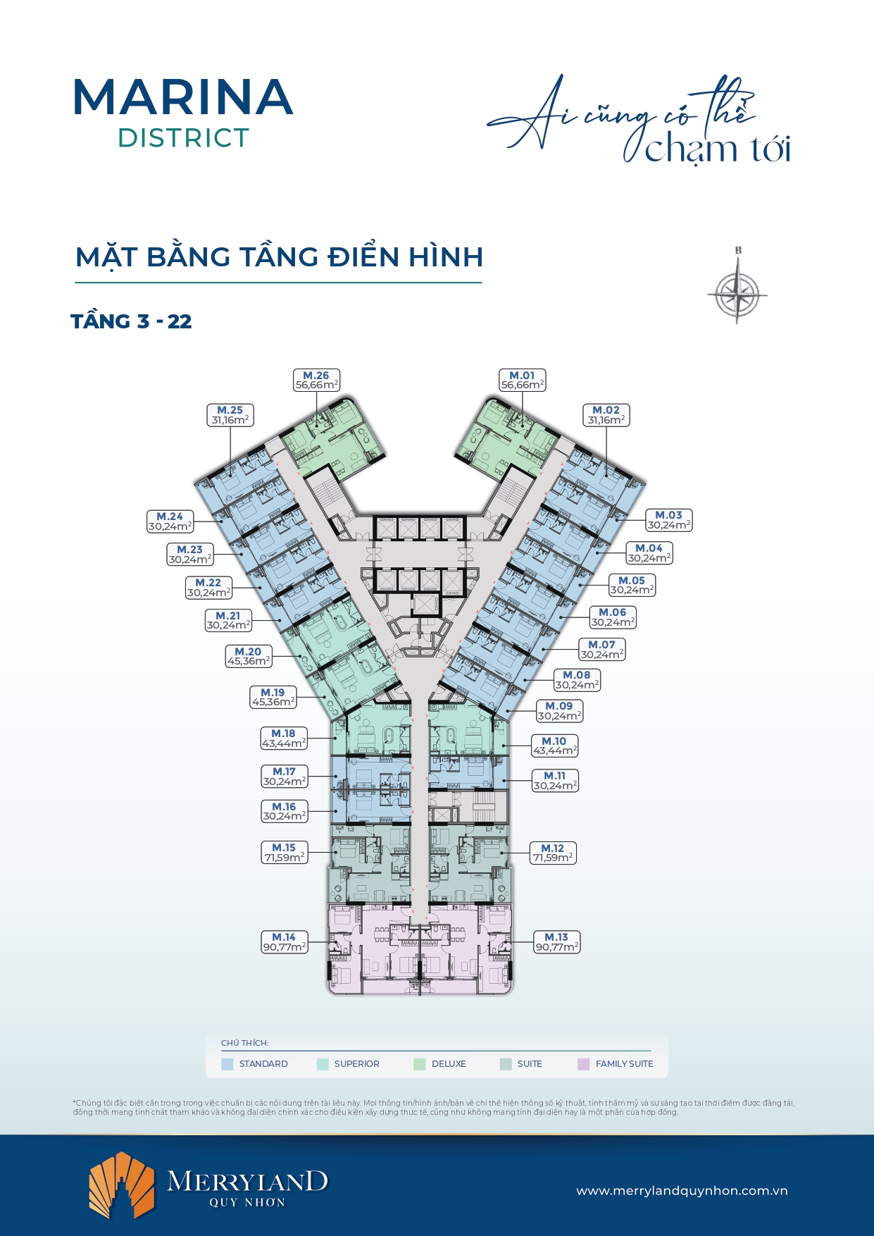 Mặt bằng tầng điển hình Căn hộ MerryHome Quy Nhơn - Marina District